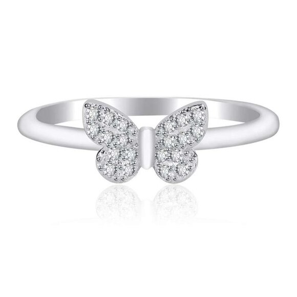 🎁 Sweet Refine Butterfly Romantic Simple Silver Ring for Women, PD604 - Picture 6 of 7